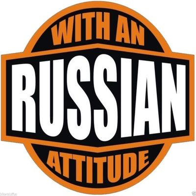 MFX Design Russian with an Attitude Sticker Decal Hard Hat Sticker Decal Helmet Sticker Decal Laptop Sticker Decal Toolbox Sticker Decal Vinyl - Made in USA 2 in. Round Each