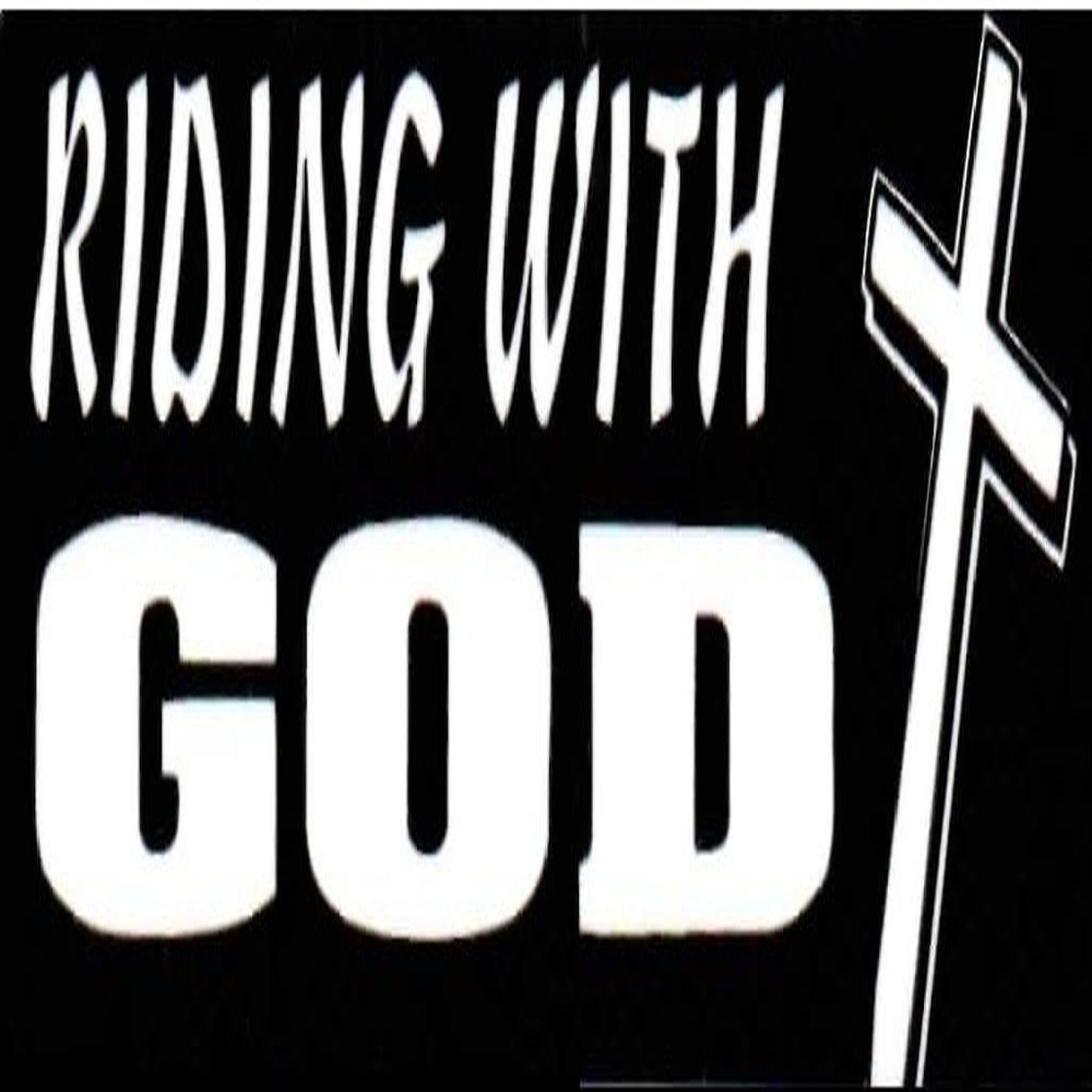 MFX Design Riding with God Helmet Sticker Decal Hard Hat Sticker Decal Toolbox Sticker Decal Vinyl - Made in USA 3.5 in. x 1 in.