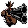 MFX Design Cowboy with A Shot Helmet Sticker Decal Hard Hat Sticker Decal Bumper Sticker Decal Vinyl - Made in USA 3.5 in. x 2 in. view 1