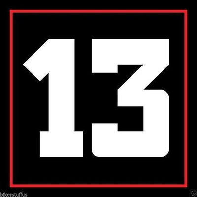MFX Design Number 13 Helmet Sticker Decal Flag Hard Hat Sticker Decal Vinyl - Made in USA 2 in. x 2 in.