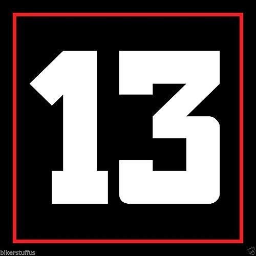 MFX Design Number 13 Helmet Sticker Decal Flag Hard Hat Sticker Decal Vinyl - Made in USA 2 in. x 2 in.