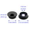 HJ Garden 2pcs 2 inch Desk Wire Cord Cable Grommets Hole Cover for Office PC Desk Cable Cord Organizer Plastic Cover Black view 2