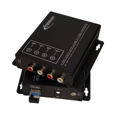 TRANSWAN 2 Ch 2 Way RCA Audio Over Fiber Extender to 20 Kilometers SMF / 2 Kilometers MMF, Line-Level Unbalanced Analog RCA Audio to Optic Fiber, with SFP Module
