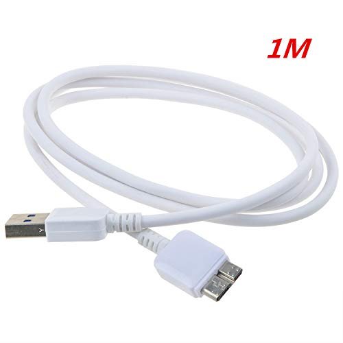 ABLEGRID 1M White USB3.0 Data Cable Cord for Samsung D3 Station 2TB External Hard Disk Drive