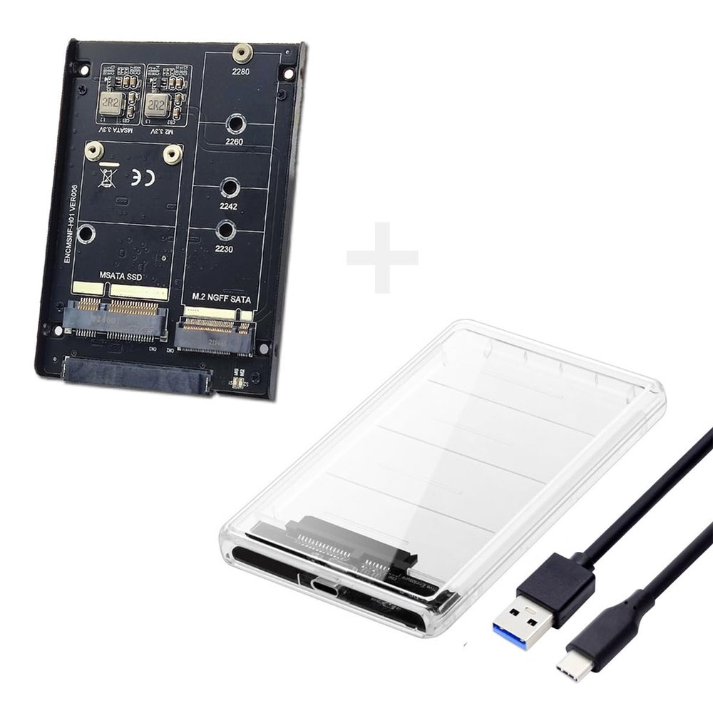 ChenYang MSATA M.2 NGFF SATA SSD 2 in 1 Combo JBOD Adapter with 2.5" USB C Hard Drive Enclosure