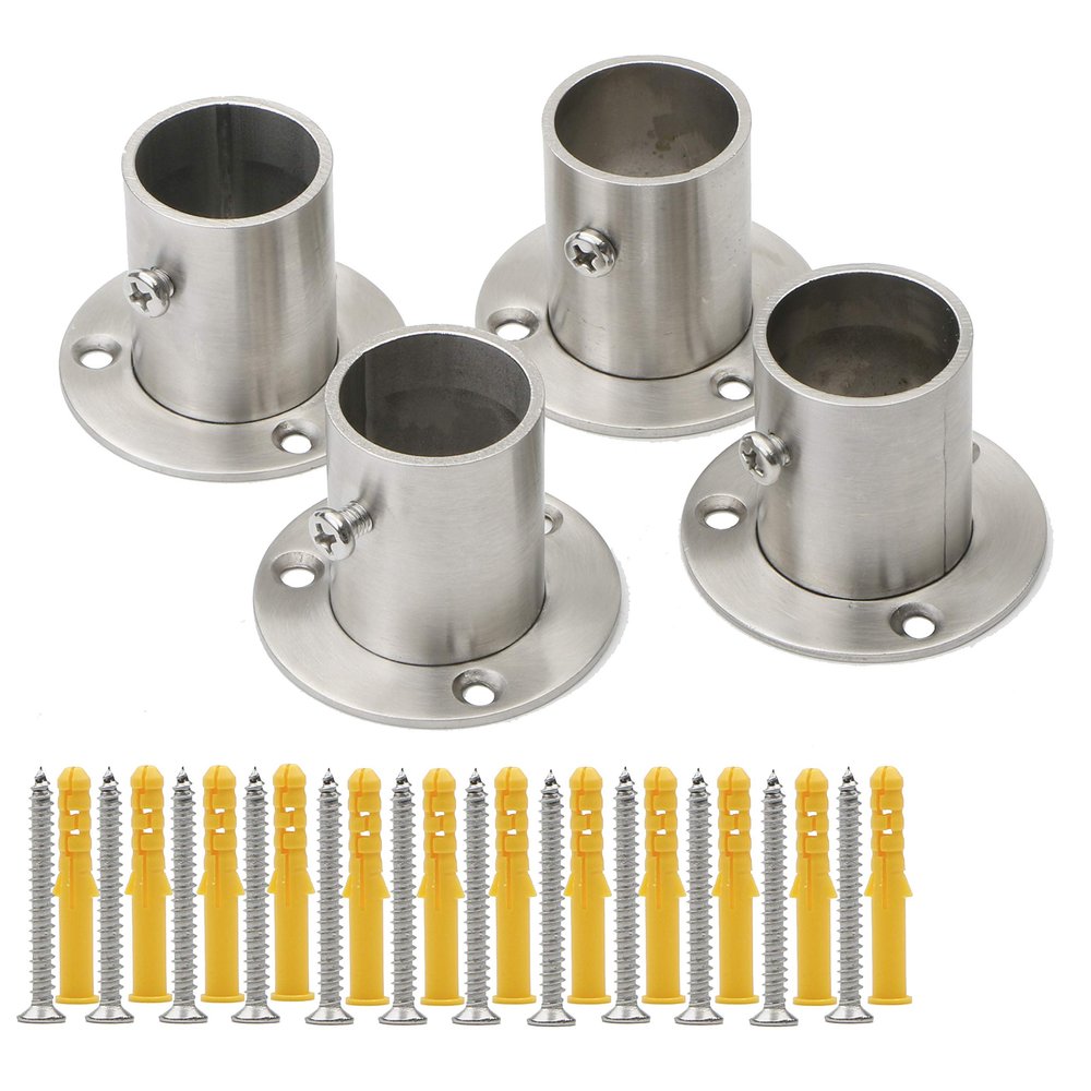 Pxyelec Stainless Steel Closet Rod Flange Holder, Pack of 4