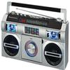 Studebaker SB2149S Master Blaster Bluetooth Boombox with 3 Way Power, AM/FM Radio, USB Port, CD Player with MP3 Playback, LED EQ and 10 Watts RMS Power in Silver view 1