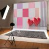 Leyiyi 10x8ft Photography Background Happy Valentine's Day Backdrop Wedding Ceremony Romantic Room 3D Heart Shape Pillow Checkered Flag Curtain Watercolor Marriage Photo Portrait Vinyl Studio Prop view 2