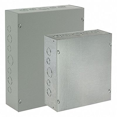 16"H x 16"W x 6"D Metallic Enclosure, Gray, Knockouts: No, Screws Closure Method