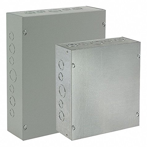 16"H x 16"W x 6"D Metallic Enclosure, Gray, Knockouts: No, Screws Closure Method