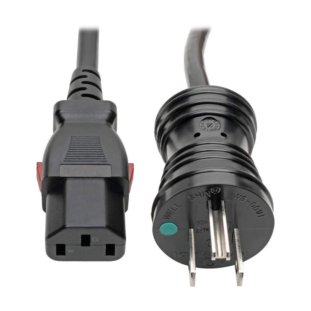 TRIPP LITE Hospital-Grade Computer Power Cord (Nema 5-15P to C13), Locking C13 Connector, 10A, 125V, 18AWG, 15 ft. (P006-L15-HG10)