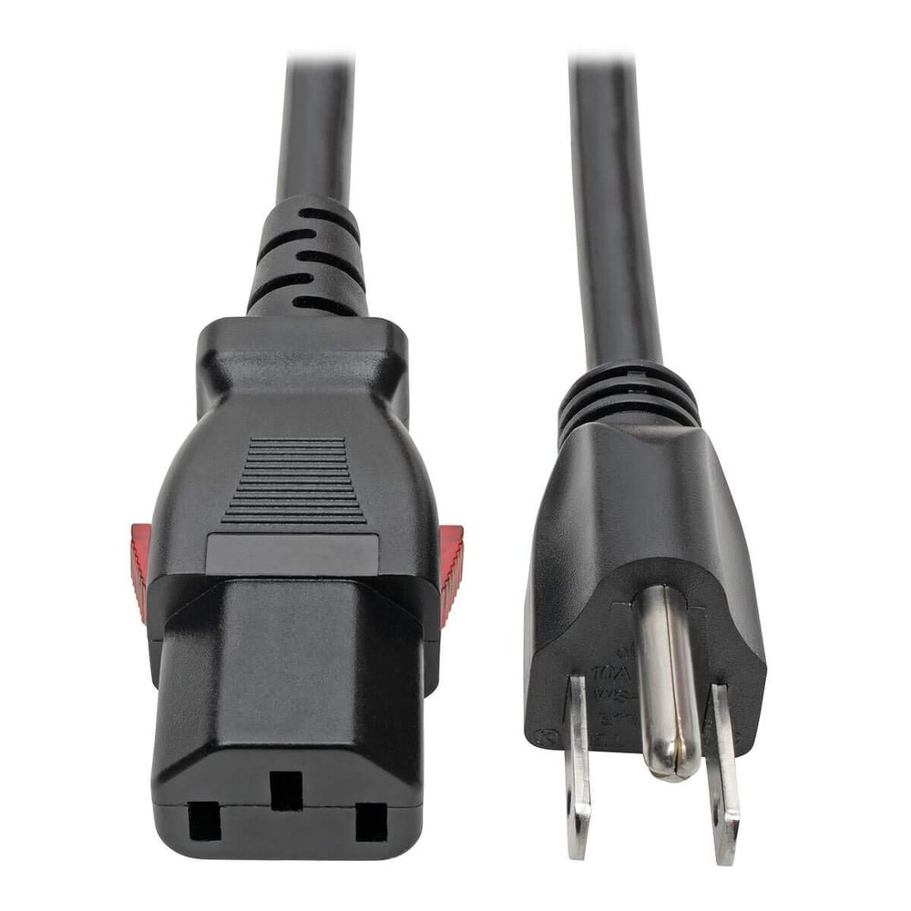 TRIPP LITE Standard Computer Power Cord (NEMA 5-15P to C13 Power Cord), Locking C13 Connector, 10A, 125V, 18AWG, 10 ft. (P006-L10)