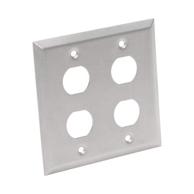 Tripp Lite RJ45 Bulkhead Wall Plate, 4 Cutout, Industrial, Metal - Stainless Steel, IP44, Double Gang, TAA (N206-FP04-IND)