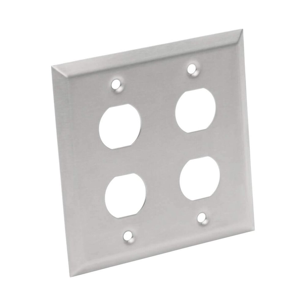 Tripp Lite RJ45 Bulkhead Wall Plate, 4 Cutout, Industrial, Metal - Stainless Steel, IP44, Double Gang, TAA (N206-FP04-IND)