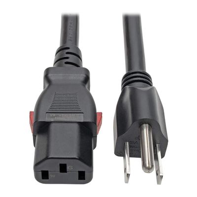Tripp Lite Computer Power Cord (NEMA 5-15P to C13 Power Cord), Heavy Duty, Locking C13 Connector, 15A, 125V, 14AWG, 6 ft. (P007-L06), Black