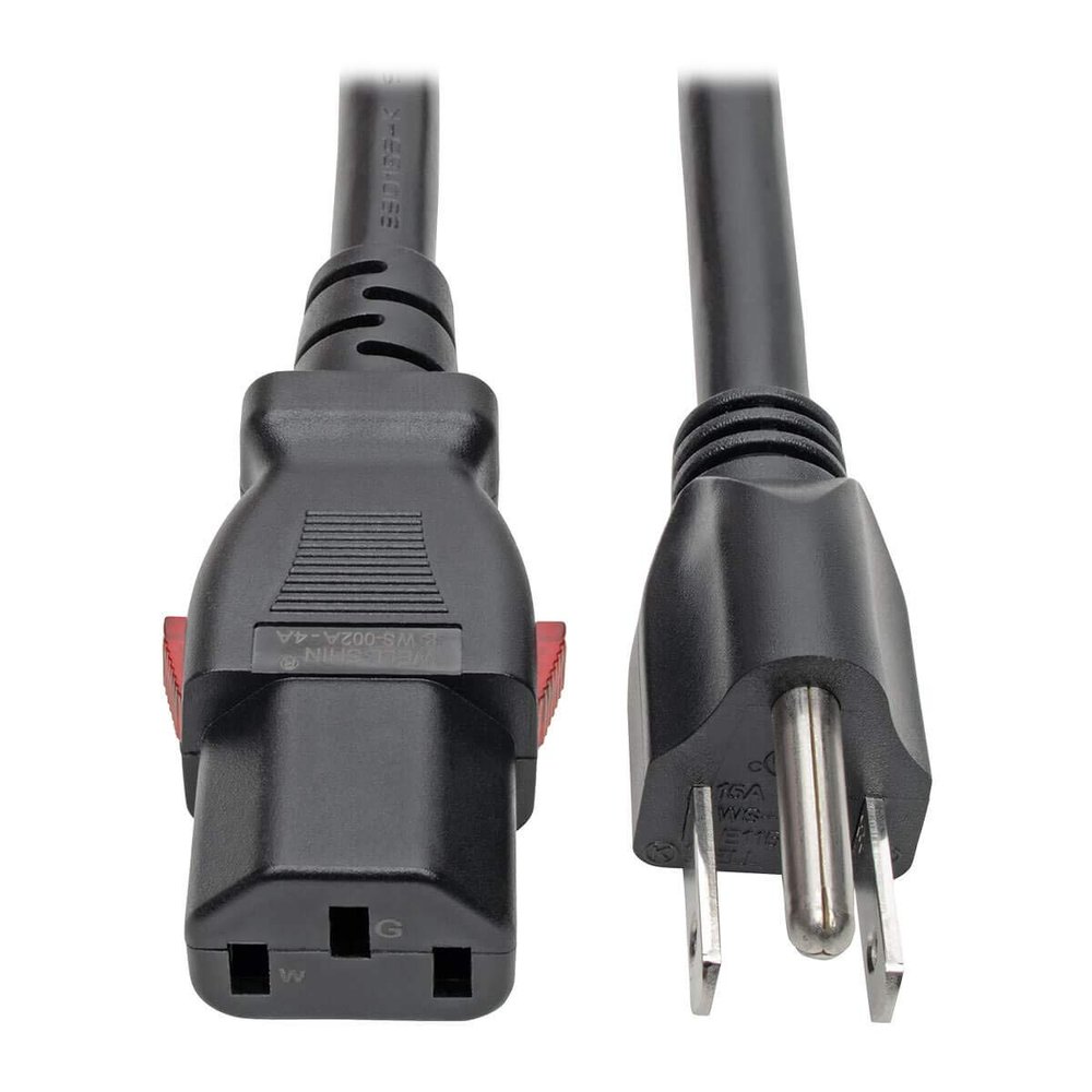 Tripp Lite Computer Power Cord (NEMA 5-15P to C13 Power Cord), Heavy Duty, Locking C13 Connector, 15A, 125V, 14AWG, 6 ft. (P007-L06), Black