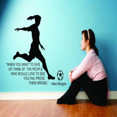 Alex Morgan Wall Decals for Kids Bedrooms Unique US National Girls Soccer Stickers for Bedroom Sports Designs Vinyl Art Decor for Childrens Walls Cute Girl Alex Morgan Quote Quotes Size (20x20 inch)