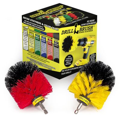 Spin Brush Cleaning Kit - Drill Brush - Concrete, Brick, Fireplace, Stone - Bird Bath - Garden Statuary - Bathroom Accessories - Soap Scum, Hard Water, Mineral, Calcium, Rust Stains and Discoloration