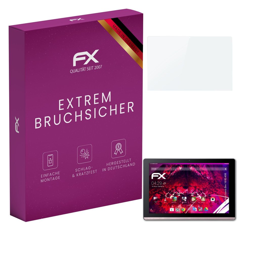 atFoliX Plastic Glass Protective Film compatible with Acer Iconia One 10 B3-A50, 9H Hybrid-Glass FX Screen Protector