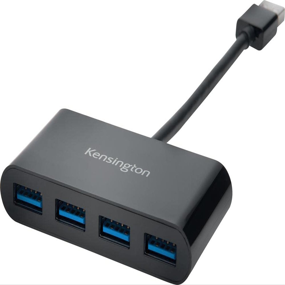 Kensington USB 3.0 4-Port Hub, Transfer speeds up to 5Gbps - Plug and Play Installation, HP, Dell, Windows, MacBook Compatible