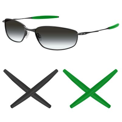 Mryok 2 Pair Replacement Earsocks for Oakley Whisker/Square Whisker/Juliet/Big Square Wire/A Wire Sunglass - Dark Green & Black