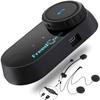 FreedConn Motorcycle Helmet Bluetooth Headset,TCOM VB with Music Sharing 2-Riders 800M Universal Intercom Communication Systems,Waterproof Motobike Interphone/FM/Siri/BT5.0/2 in 1 Mic for All Helmets view 1