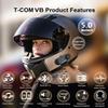 FreedConn Motorcycle Helmet Bluetooth Headset,TCOM VB with Music Sharing 2-Riders 800M Universal Intercom Communication Systems,Waterproof Motobike Interphone/FM/Siri/BT5.0/2 in 1 Mic for All Helmets view 2