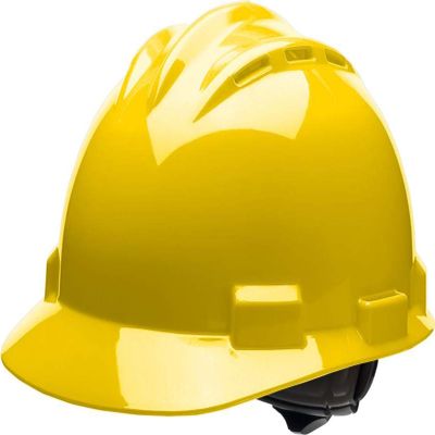 Bullard Standard Vented Low Profile Slotted Hard Hat with 4 Pt Ratchet Suspension, Yellow