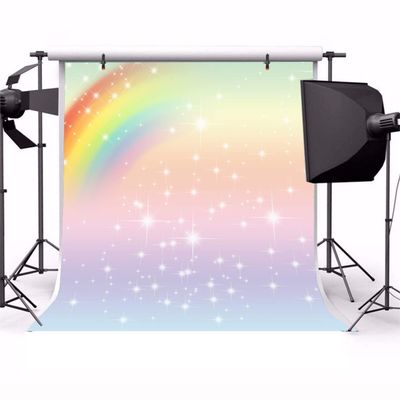 Leyiyi 5x5ft Twinkle Star Photography Backdrop Rainbow Cloud Shining Starry Sky Glitter Sequins Bokeh Haloes Galaxy Background Kids Birthday Baby Shower Baptism Photo Portrait Vinyl Studio Prop