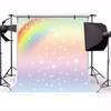 Leyiyi 5x5ft Twinkle Star Photography Backdrop Rainbow Cloud Shining Starry Sky Glitter Sequins Bokeh Haloes Galaxy Background Kids Birthday Baby Shower Baptism Photo Portrait Vinyl Studio Prop view 1