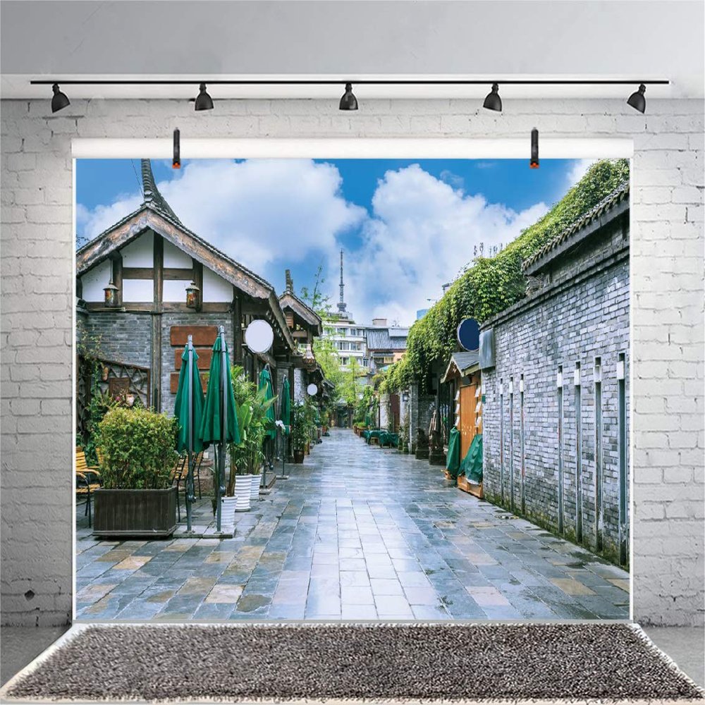 Leyiyi 10x6.5ft Town Street Caffee Photography Backdrop France Travel Hotel Vintage Architecture Italian Building Outdoor Background European Summer Holiday Vlogger Photo Portrait Vinyl Studio Prop