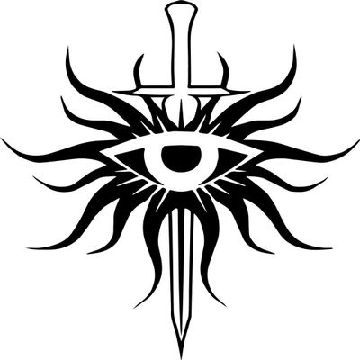 DRAGON AGE VIDEO GAME 5.5"INQUISITION EYE Logo FOR CAFE Decal Sticker for Laptop Car Window Tablet Skateboard - BLACK Color