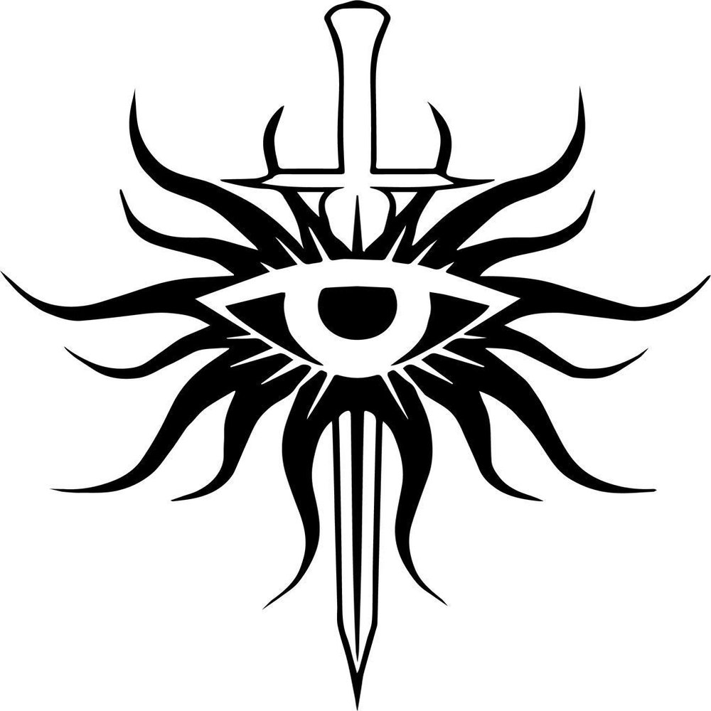 DRAGON AGE VIDEO GAME 5.5"INQUISITION EYE Logo FOR CAFE Decal Sticker for Laptop Car Window Tablet Skateboard - BLACK Color