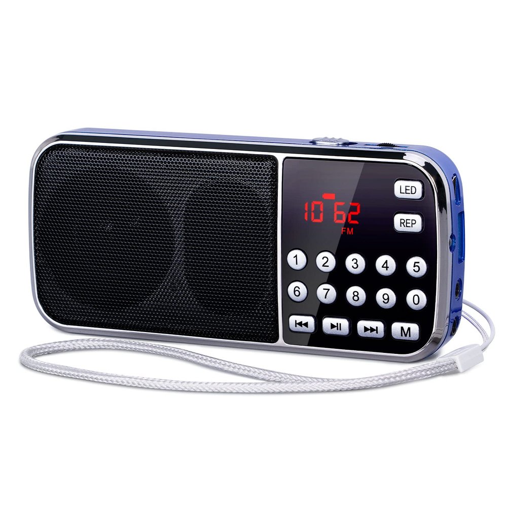 PRUNUS J189 Mini Bluetooth AM FM Radio, TF Card/USB/AUX Playback with Bass