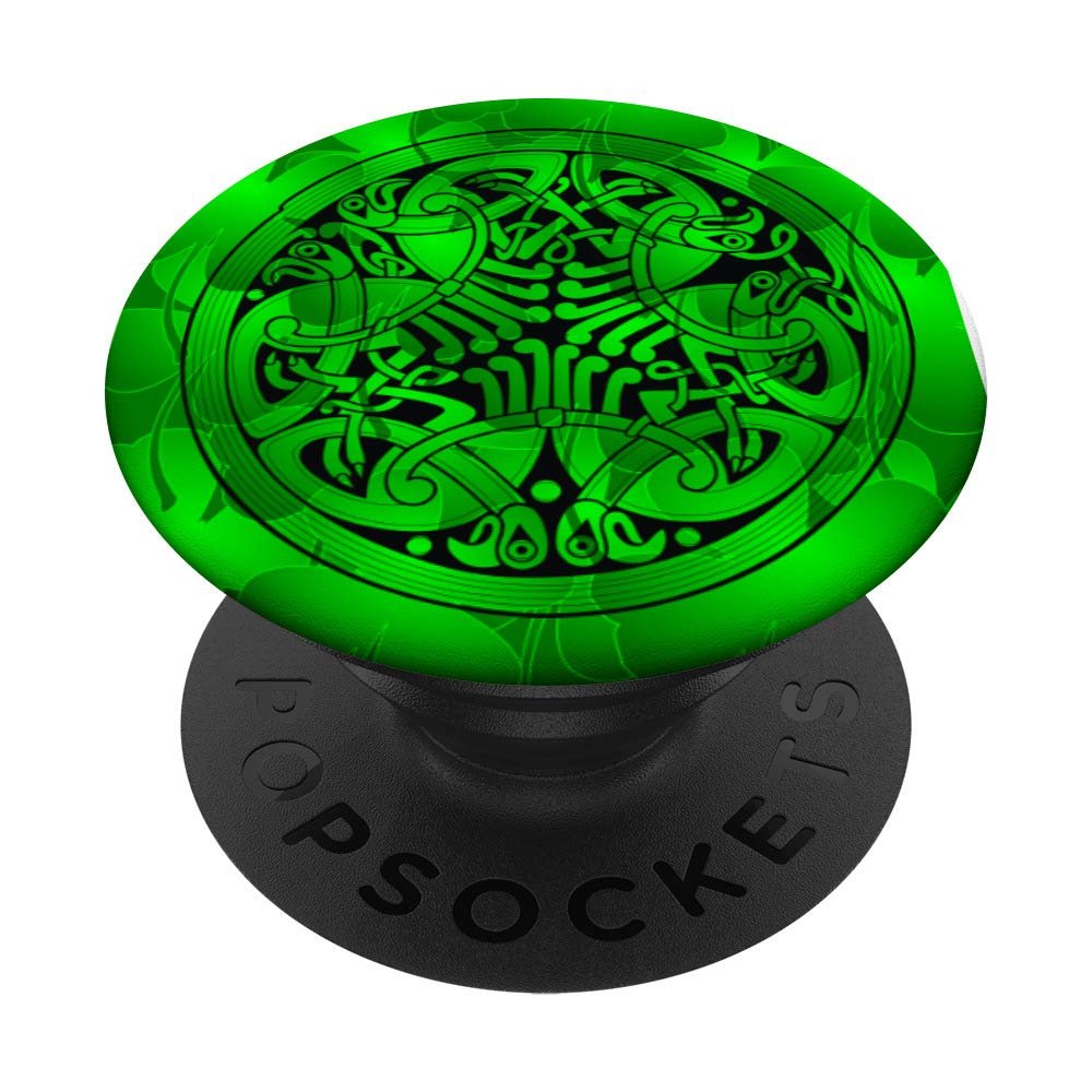 Celtic Design Button, Clovers Background, Great Gift PopSockets PopGrip: Swappable Grip for Phones & Tablets