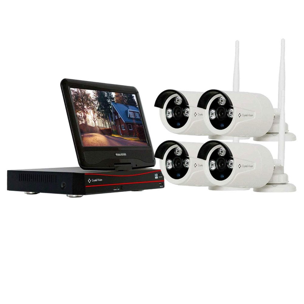 (2026 Upgraded Ver.) [8CH] Crystal Vision CVT804A-20WB All-in-One 1080P Full HD Wireless Surveillance System NVR CCTV w/Built-in Monitor & Router, 3MP Camera Auto Pair