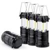 4 Pack Solar USB Rechargeable 3 AA Power Brightest COB LED Camping Lantern, Waterproof Collapsible Emergency LED Light view 1