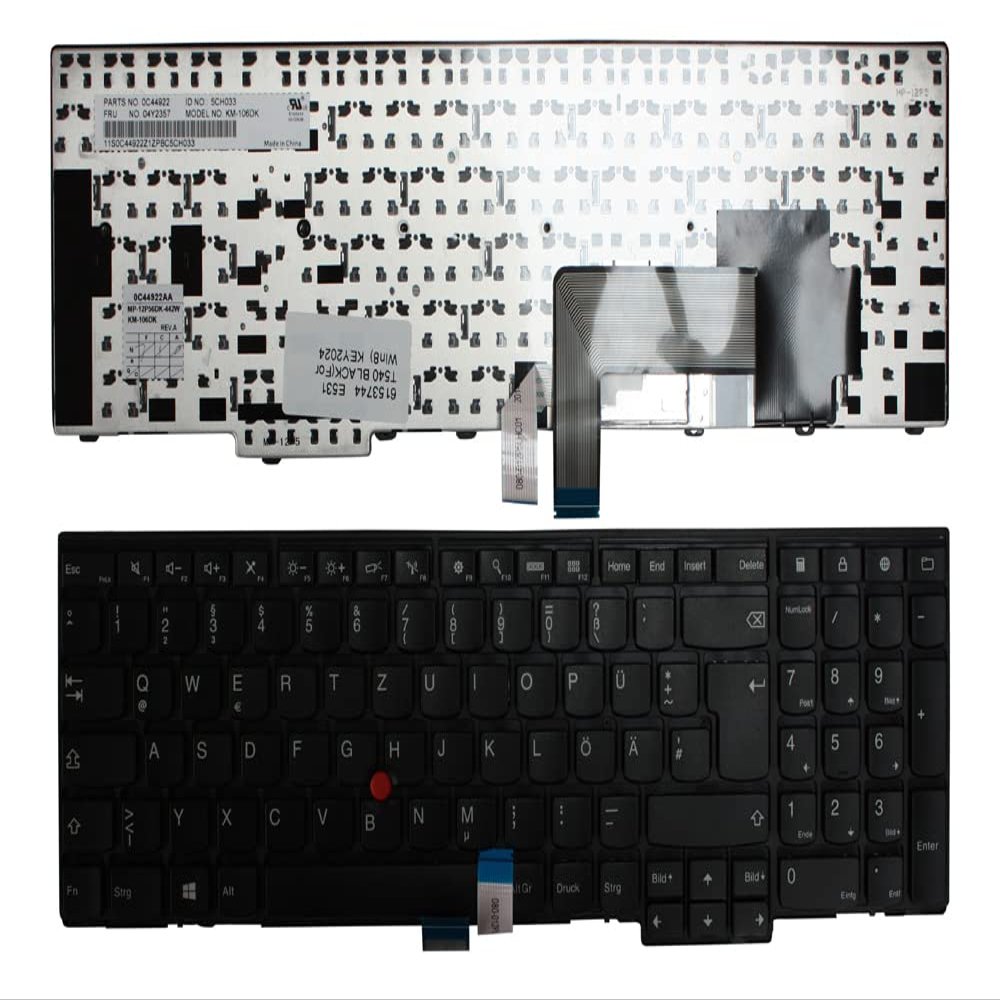 Power4Laptops German Layout Black Replacement Laptop Keyboard Compatible with Lenovo Thinkpad Edge E531-001