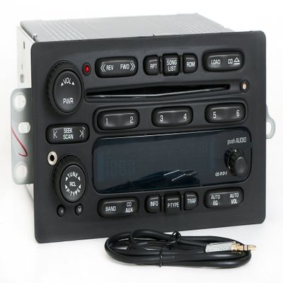 1 Factory Radio AM FM 6 CD Radio w Aux Input Compatible with 2003-05 GMC Chevrolet Truck 10357886 (Renewed)