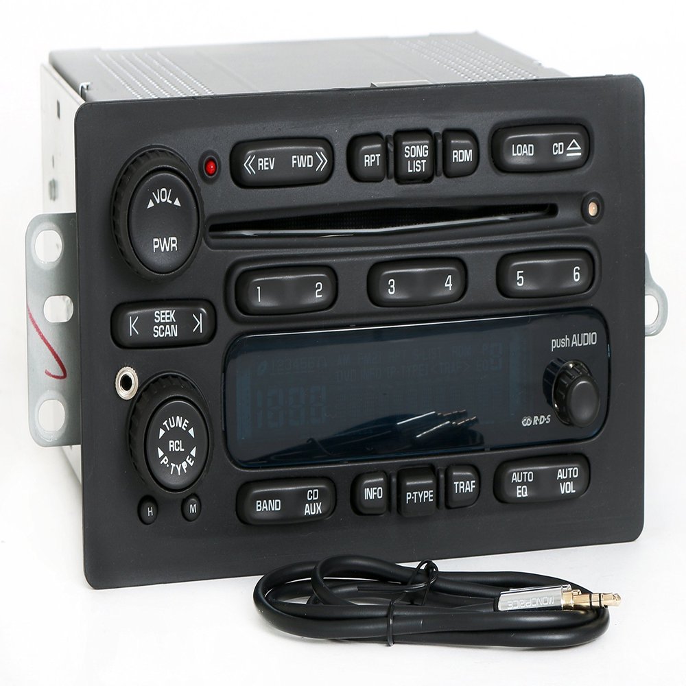 1 Factory Radio AM FM 6 CD Radio w Aux Input Compatible with 2003-05 GMC Chevrolet Truck 10357886 (Renewed)