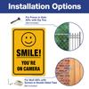(2 Pack) Smile You're On Camera Video Surveillance Sign - 10 x7 Inches .040 Rust Free Heavy Duty Aluminum - Indoor or Outdoor Use for Home Business CCTV Security Camera,UV Protected & Reflective view 3