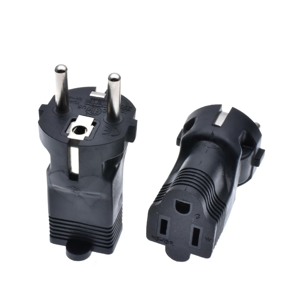 Toptekits Euro US Plug Adapter,USA NEMA 5-15R Receptacle to European EU Schuko CEE 7 Power Converter, US EU Plug Adaptor, European USA Plug Adapter Electrical Adapters,1-Pack (5-15R to Schuko)