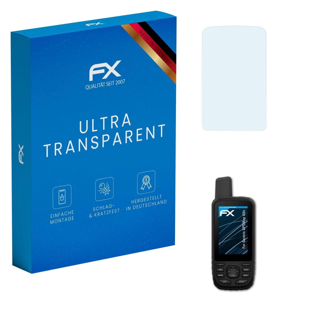 atFoliX Screen Protection Film compatible with Garmin GPSMap 66s Screen Protector, ultra-clear FX Protective Film (3X)
