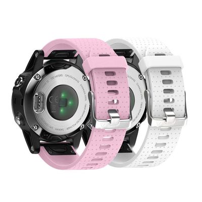 NotoCity Compatible Fenix 5S/6S/7S/8 43mm Watch Band - Quickfit Soft Silicone Replacement Strap (Silver Buckle - 2pcs)