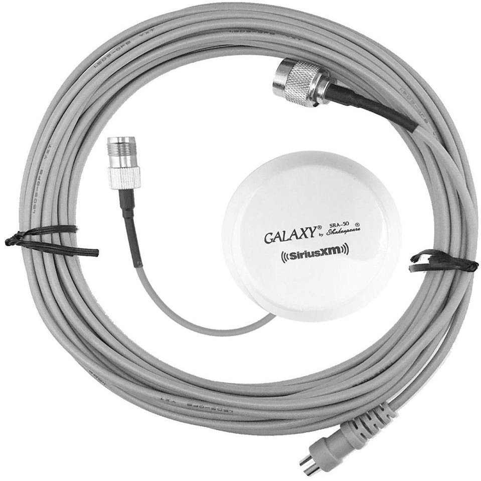 Shakespeare SR-50B Satellite Radio Antenna Kit; Includes: SRA-50 Antenna with 6" Cable and TNC Female Connector, 25' Coax Cable with TNC Male, SMB Connectors and Mounting Parts