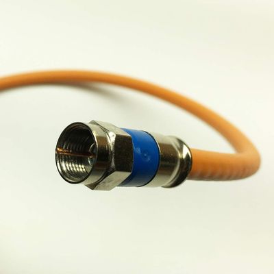 PHAT SATELLITE INTL - 3GHz Direct Burial RG6 Coaxial Cable, 3X Shields Coax, Gel Protected Braids, AT&T DIRECTV Approved Compression Connectors, Satellite Approved, Made in USA (195 feet, Orange)