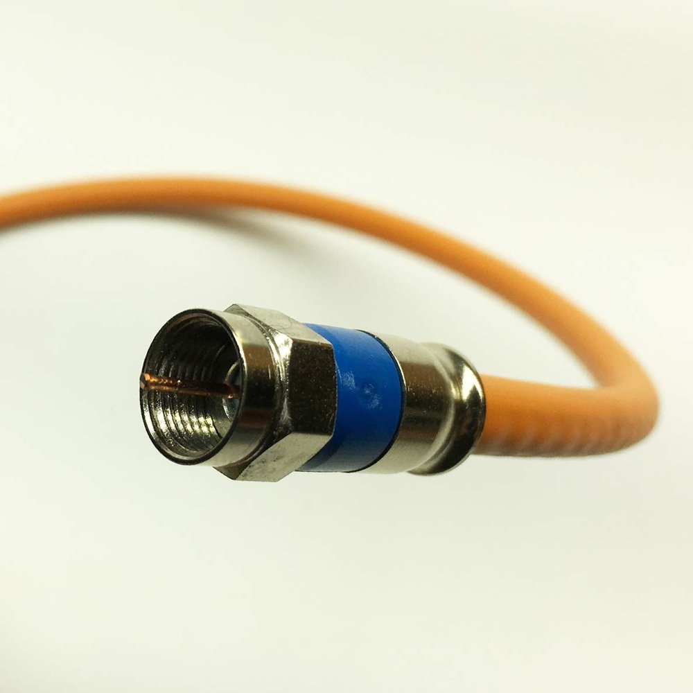 PHAT SATELLITE INTL - 3GHz Direct Burial RG6 Coaxial Cable, 3X Shields Coax, Gel Protected Braids, AT&T DIRECTV Approved Compression Connectors, Satellite Approved, Made in USA (195 feet, Orange)