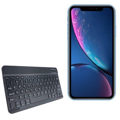BoxWave Keyboard Compatible with Apple iPhone XR - SlimKeys Bluetooth Keyboard, Portable Thin with Chiclet-Style Keys - Jet Black