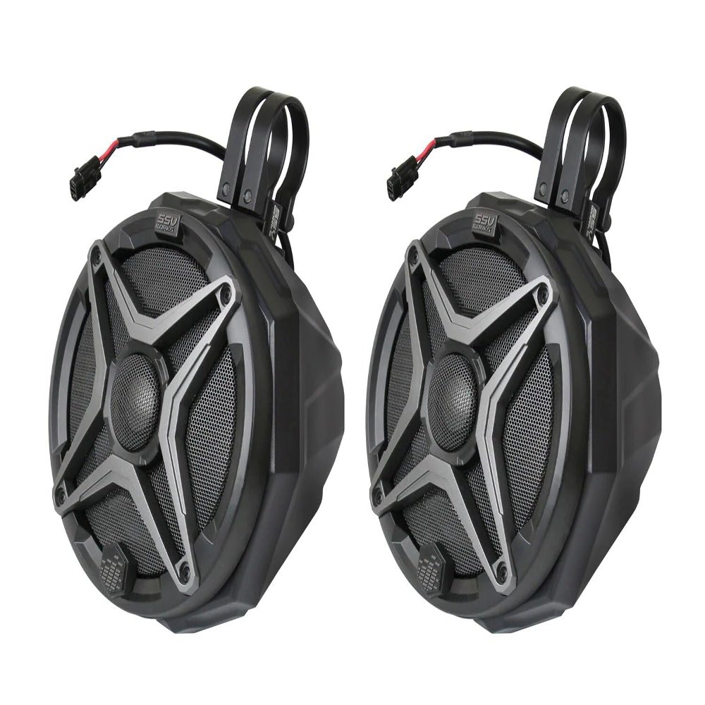 SSV Works 180-US2-C65 Universal 6.5in. Cage-Mount Speaker Pods for ATVs/UTVS and Other Off Road Vehicles (US2-C65A SSV Works Loaded w/ 1.85" Clamps)