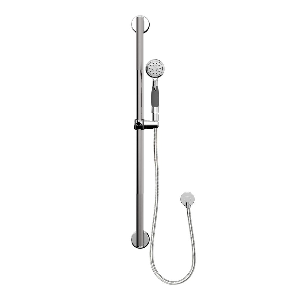 Belanger B90-631 1.25 In. Dia x 36 In. Grab Bar with ADA Hand Shower Slider and 5 Function Hand Shower, Polish Chrome